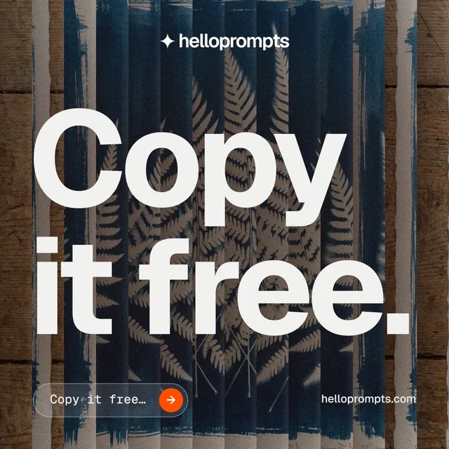 Instagram post for HelloPrompts: "Copy it free." Agentic glass style, poster layout, dark palette in blue, black, grey.