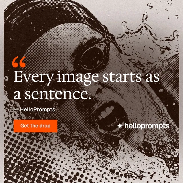 Instagram post for HelloPrompts: "Taste, written down." Swiss style, quote layout, dark palette in orange, grey.