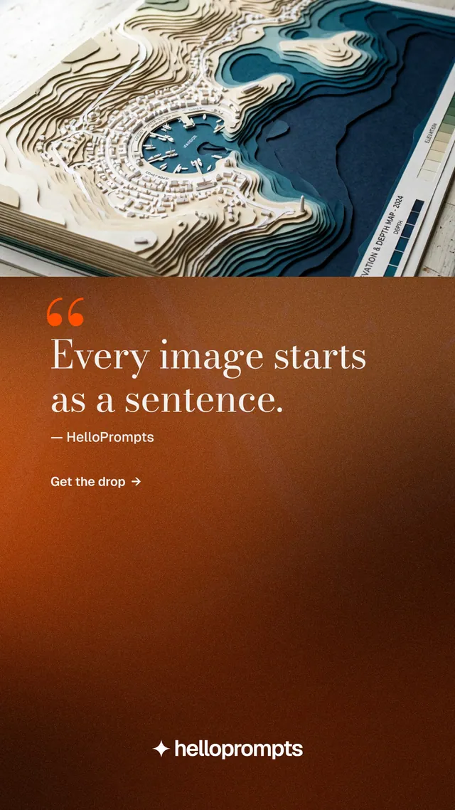 Instagram story for HelloPrompts: "The art of speaking to machines." Minimal luxury style, quote layout, dark palette in orange, white, grey.