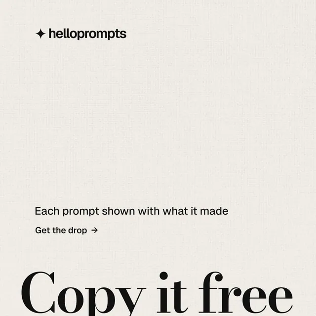 Instagram post for HelloPrompts: "Prompts that show their work." Minimal luxury style, oversized layout, light palette in yellow, orange, grey.