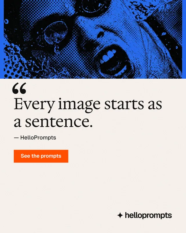 Instagram portrait post for HelloPrompts: "Taste, written down." Swiss style, quote layout, light palette in white, blue.