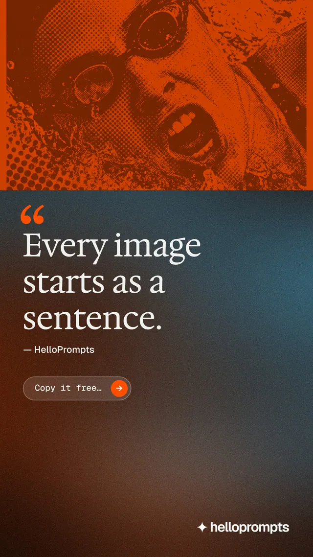 Instagram story for HelloPrompts: "See the prompt. Steal the taste." Agentic glass style, quote layout, dark palette in orange, grey.
