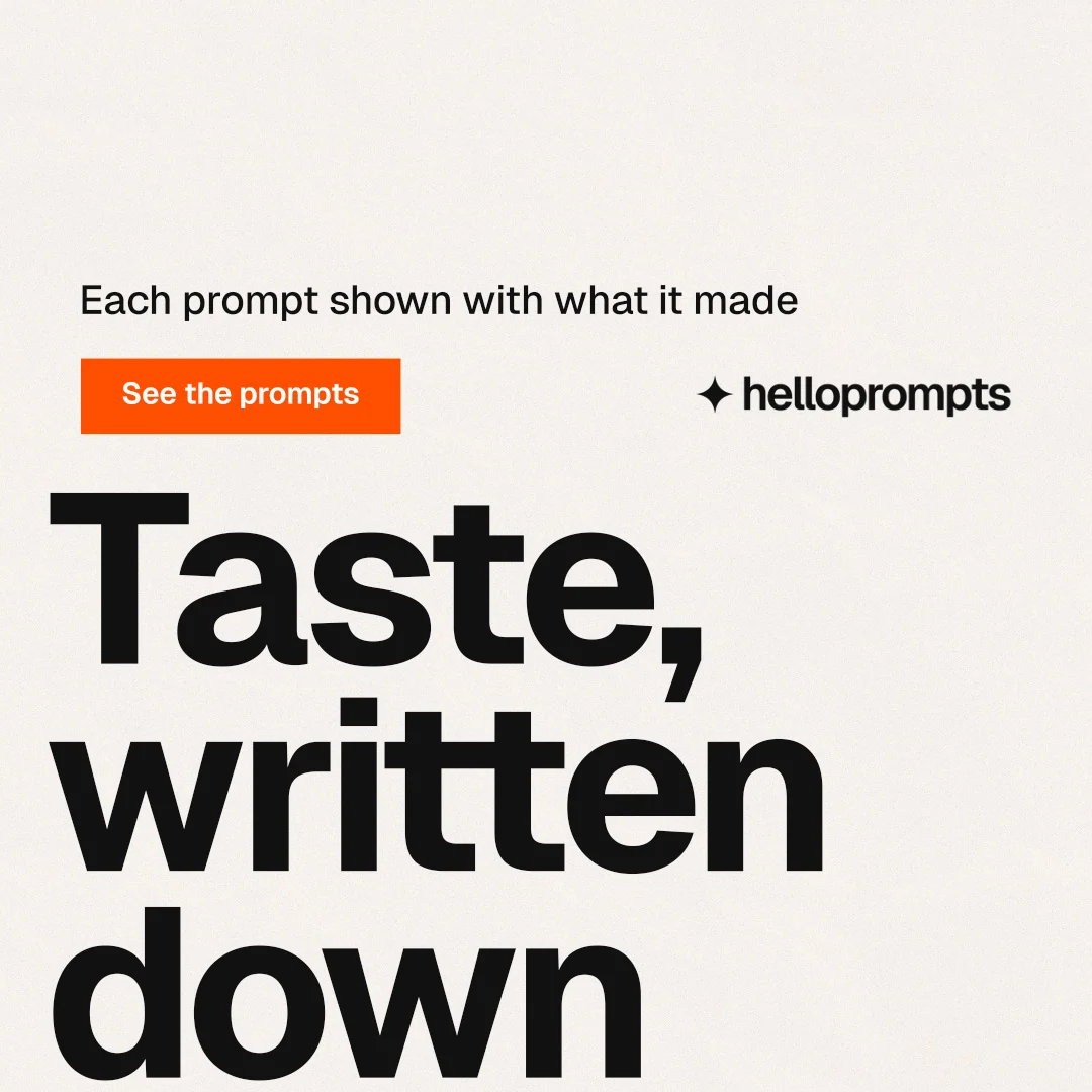 Instagram post for HelloPrompts: "Say it like an art director." Swiss style, oversized layout, light palette in white, grey.
