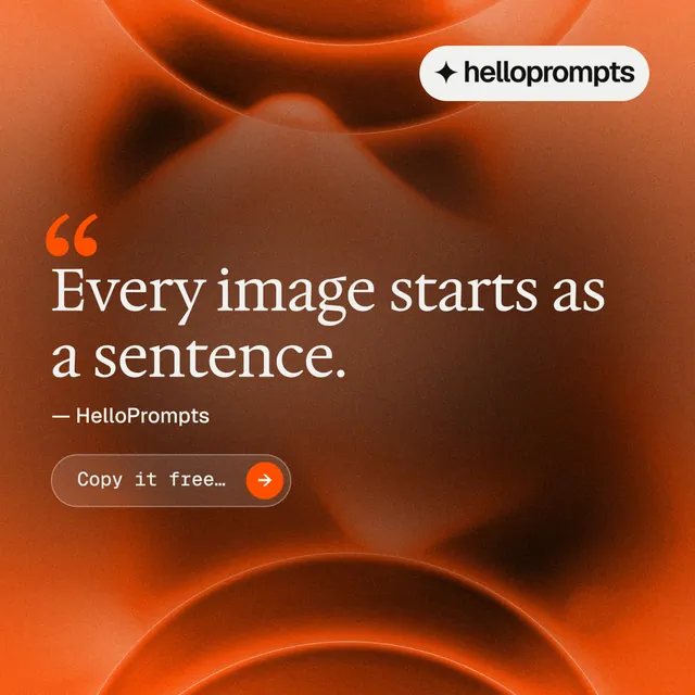 Instagram post for HelloPrompts: "The art of speaking to machines." Agentic glass style, quote layout, dark palette in orange.