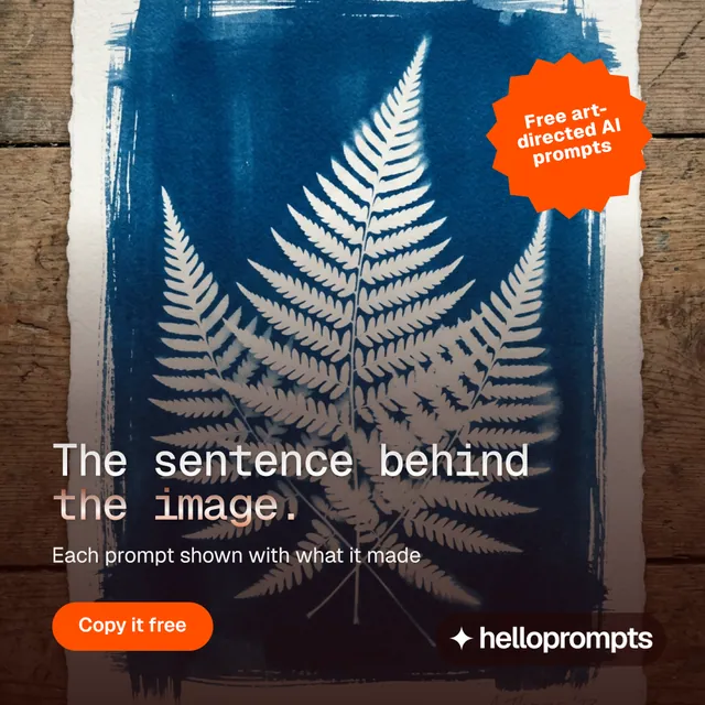 Instagram post for HelloPrompts: "The sentence behind the image." Y2K style, sticker layout, dark palette in red, blue, grey.