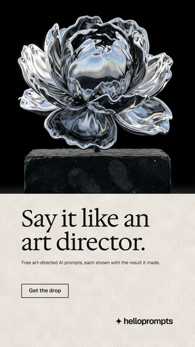 Instagram story for HelloPrompts: "Say it like an art director." Editorial style, bottom layout, light palette in black, orange, grey.