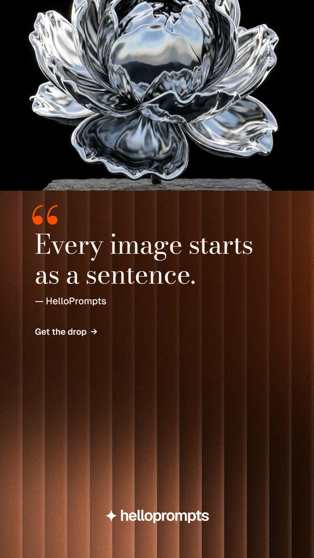 Instagram story for HelloPrompts: "See the prompt. Steal the taste." Minimal luxury style, quote layout, dark palette in orange, grey, black.