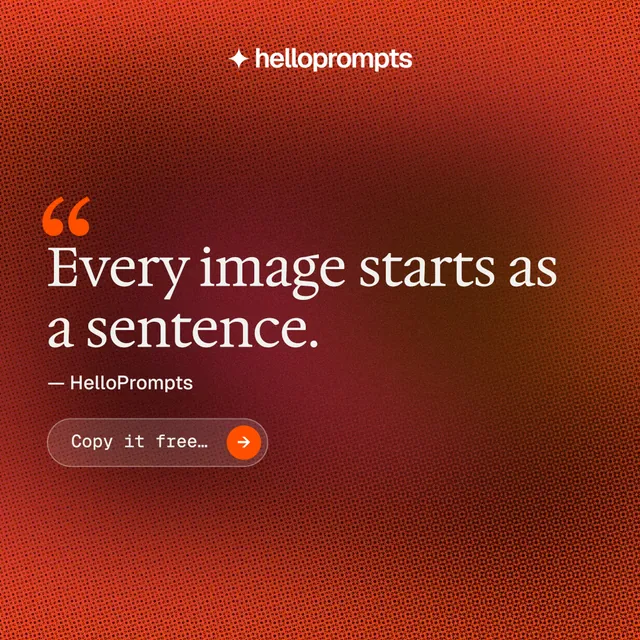 Instagram post for HelloPrompts: "Say it like an art director." Agentic glass style, quote layout, dark palette in red.