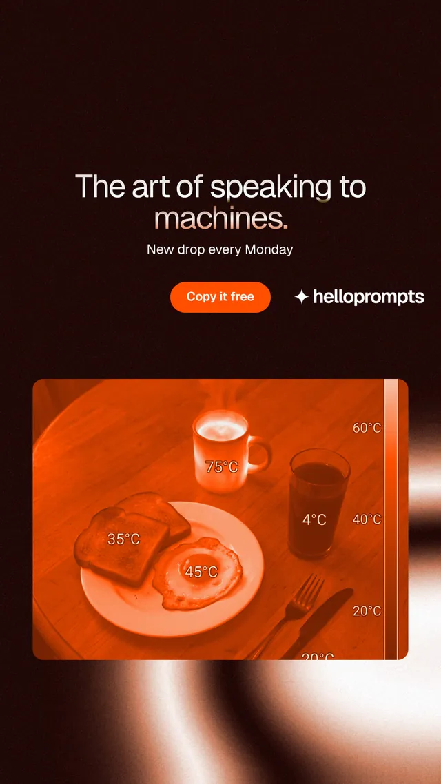 Instagram story for HelloPrompts: "The art of speaking to machines." Y2K style, centred layout, dark palette in orange, black.