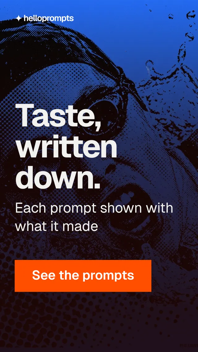 Instagram story for HelloPrompts: "Taste, written down." Swiss style, skeleton layout, dark palette in black, blue, purple.