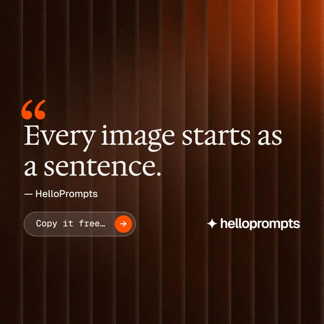 Instagram post for HelloPrompts: "Prompts that show their work." Agentic glass style, quote layout, dark palette in black, orange.