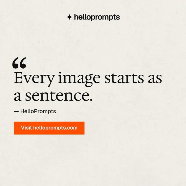 Instagram post for HelloPrompts: "See the prompt. Steal the taste." Swiss style, quote layout, light palette in yellow, white, orange.