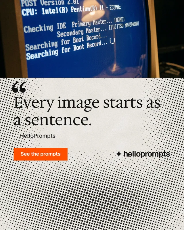 Instagram portrait post for HelloPrompts: "Copy it free." Swiss style, quote layout, light palette in grey, blue, yellow.