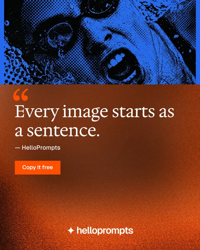 Instagram portrait post for HelloPrompts: "Taste, written down." Swiss style, quote layout, dark palette in orange, purple, red.