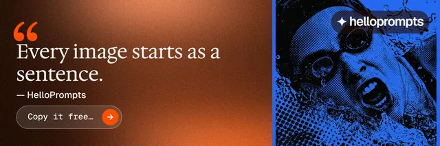 X header for HelloPrompts: "The art of speaking to machines." Agentic glass style, quote layout, dark palette in orange, blue, red.