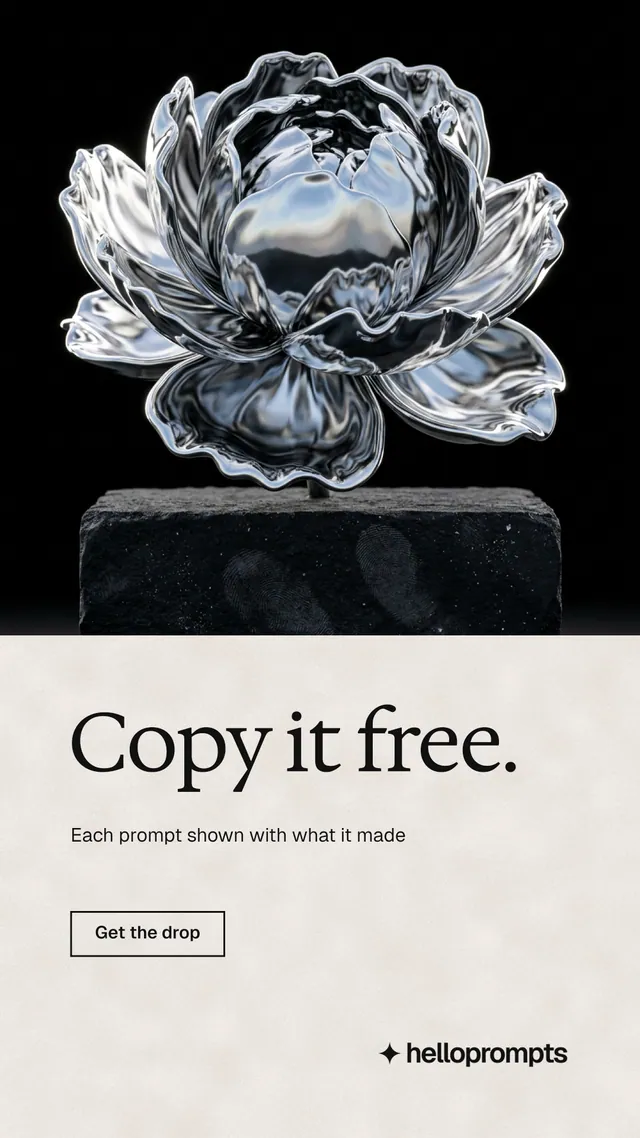 Instagram story for HelloPrompts: "Copy it free." Editorial style, bottom layout, light palette in black, orange, grey.