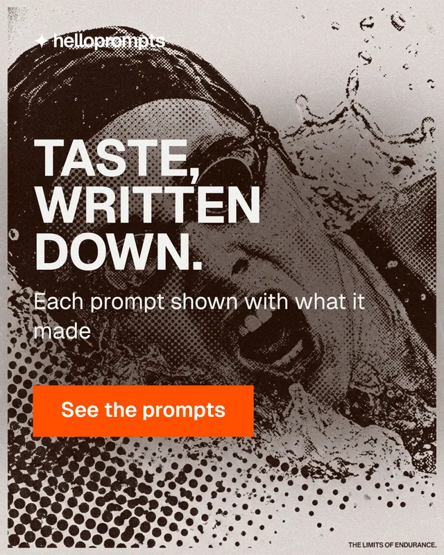 Instagram portrait post for HelloPrompts: "Taste, written down." Swiss style, skeleton layout, light palette in orange, grey, white.