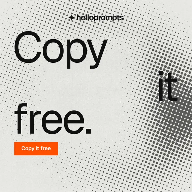 Instagram post for HelloPrompts: "Copy it free." Split block style, stacked layout, light palette in white, grey.