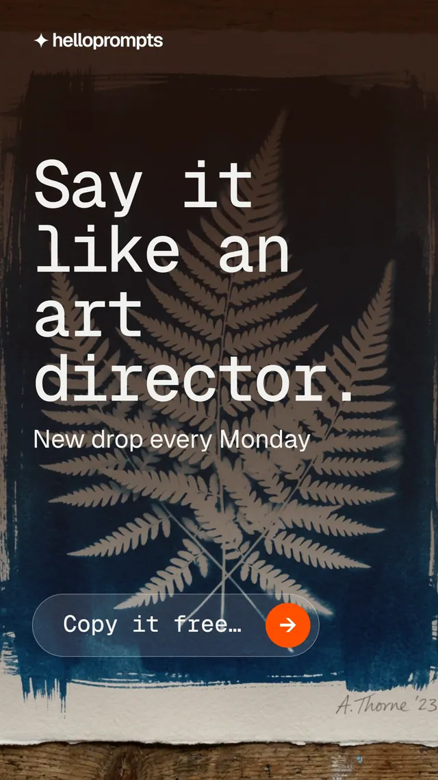 Instagram story for HelloPrompts: "Say it like an art director." Agentic glass style, skeleton layout, dark palette in black, grey.
