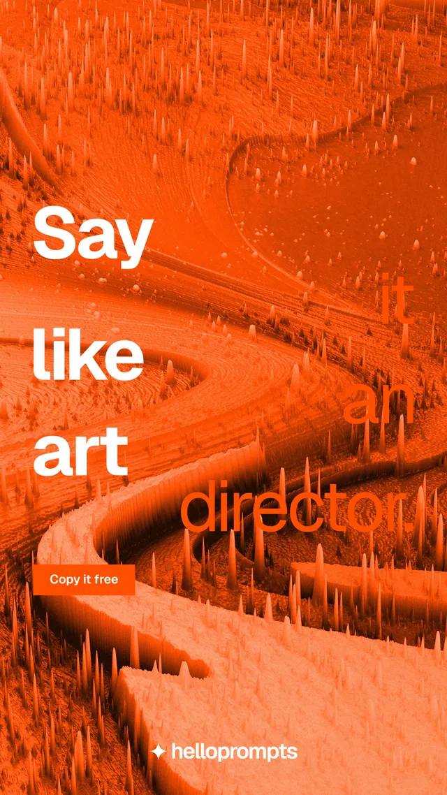 Instagram story for HelloPrompts: "Say it like an art director." Swiss style, stacked layout, light palette in orange.