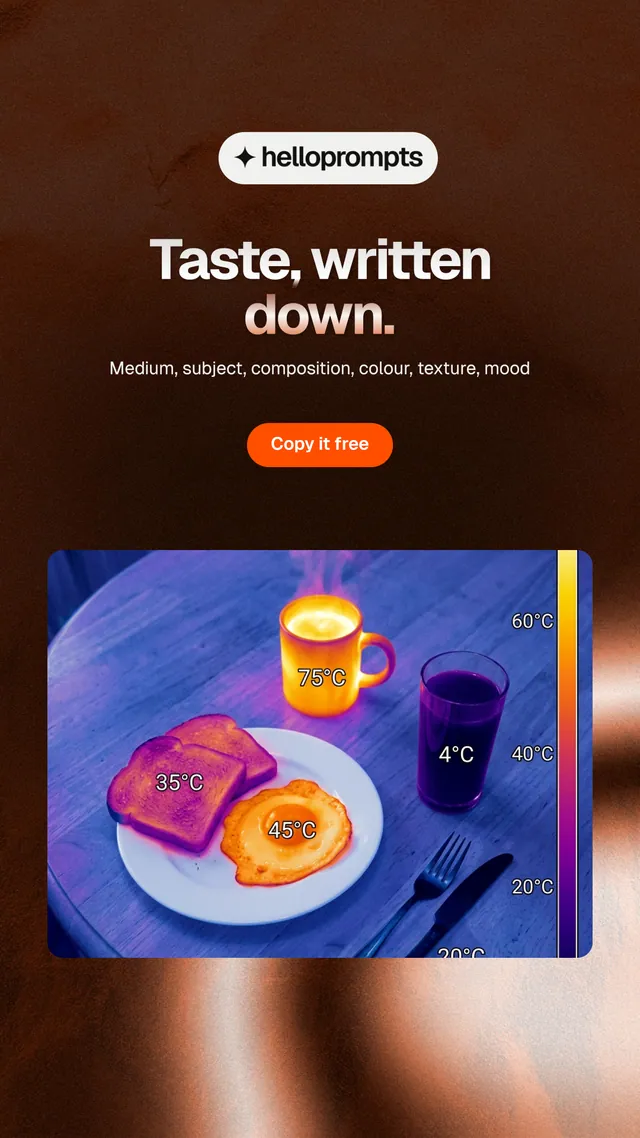 Instagram story for HelloPrompts: "Taste, written down." Y2K style, centred layout, dark palette in red, black, purple.