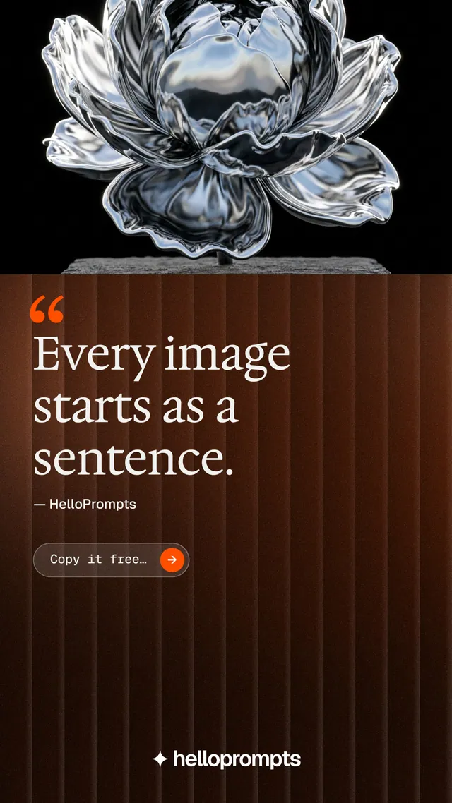 Instagram story for HelloPrompts: "Prompts that show their work." Agentic glass style, quote layout, dark palette in black, orange, grey.