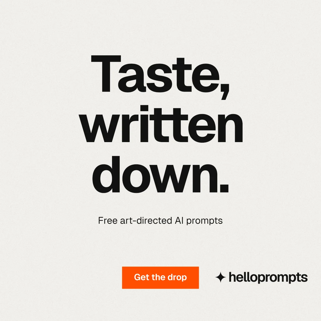Instagram post for HelloPrompts: "Taste, written down." Swiss style, centred layout, light palette in white, grey.