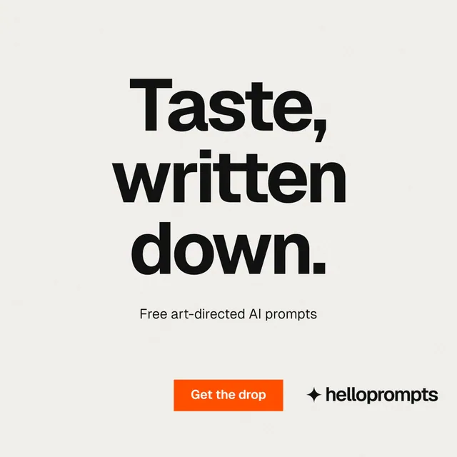 Instagram post for HelloPrompts: "Taste, written down." Swiss style, centred layout, light palette in white, grey.