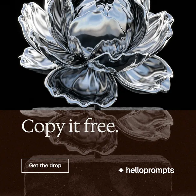 Instagram post for HelloPrompts: "Copy it free." Editorial style, bottom layout, dark palette in black, grey.