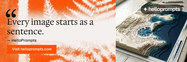 X header for HelloPrompts: "See the prompt. Steal the taste." Swiss style, quote layout, light palette in orange, brown, white.