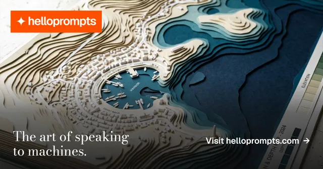 Social ad for HelloPrompts: "The art of speaking to machines." Minimal luxury style, image led layout, dark palette in black, grey, yellow.