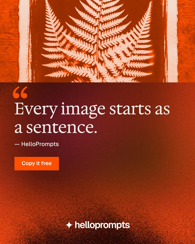 Instagram portrait post for HelloPrompts: "The art of speaking to machines." Swiss style, quote layout, dark palette in red, orange.