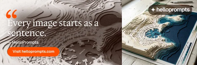 X header for HelloPrompts: "Say it like an art director." Photo poster style, quote layout, light palette in white, grey, black.