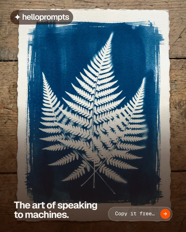 Instagram portrait post for HelloPrompts: "The art of speaking to machines." Agentic glass style, image led layout, dark palette in orange, grey, blue.