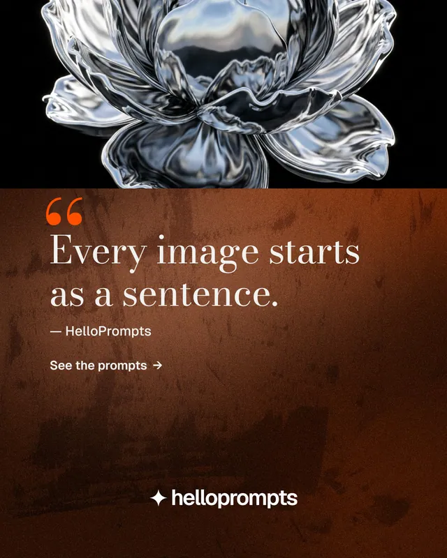 Instagram portrait post for HelloPrompts: "See the prompt. Steal the taste." Minimal luxury style, quote layout, dark palette in orange, black, grey.