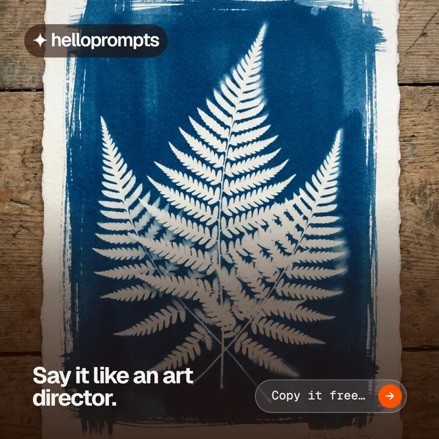 Instagram post for HelloPrompts: "Say it like an art director." Agentic glass style, image led layout, dark palette in black, grey, blue.