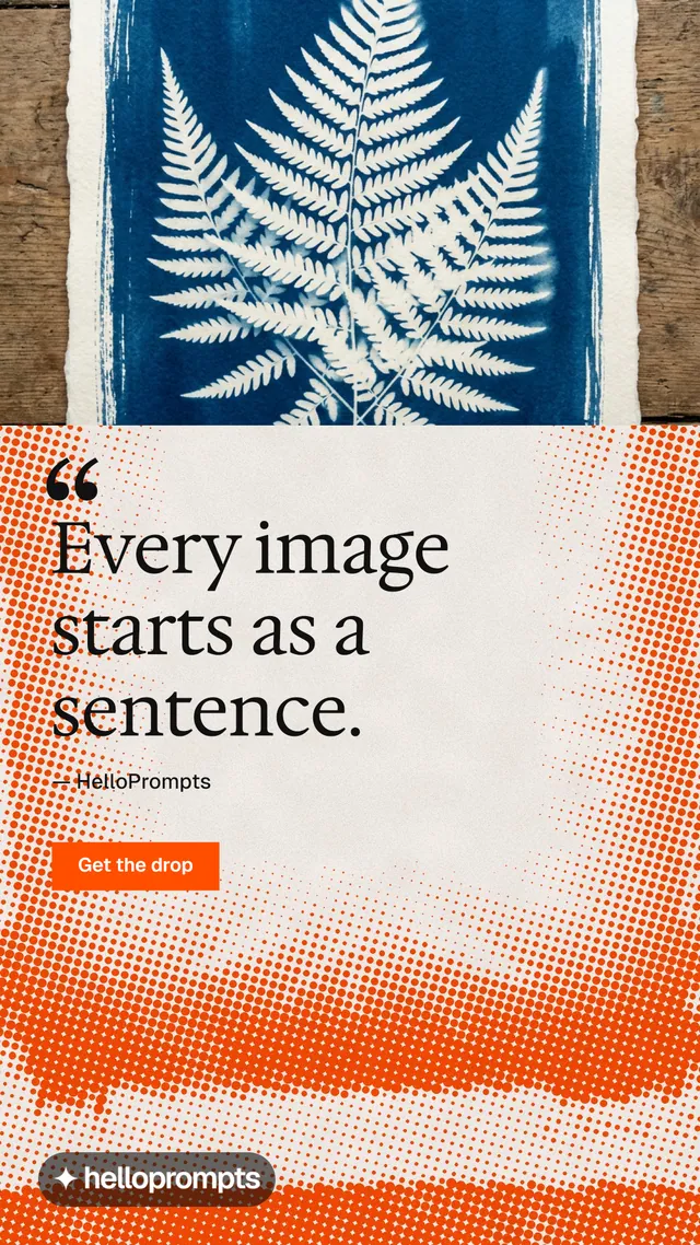 Instagram story for HelloPrompts: "Copy it free." Swiss style, quote layout, light palette in orange, red.