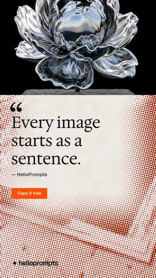Instagram story for HelloPrompts: "Say it like an art director." Swiss style, quote layout, light palette in orange, red, black.