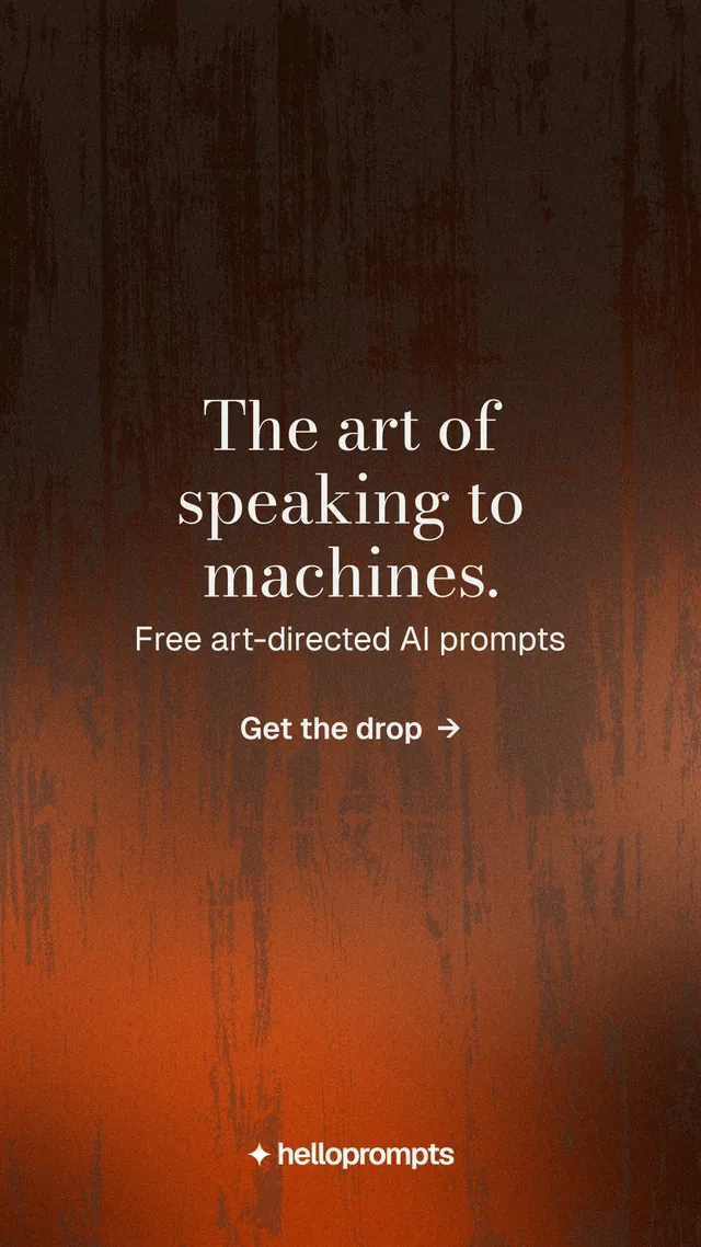 Instagram story for HelloPrompts: "The art of speaking to machines." Minimal luxury style, skeleton layout, dark palette in black, orange, brown.