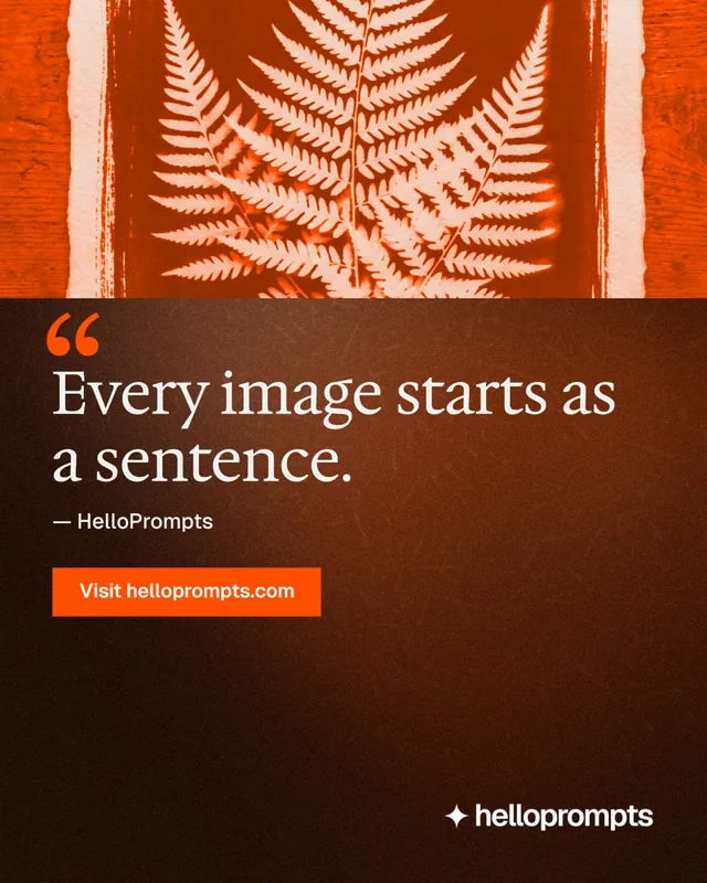 Instagram portrait post for HelloPrompts: "The art of speaking to machines." Swiss style, quote layout, dark palette in black, orange, brown.