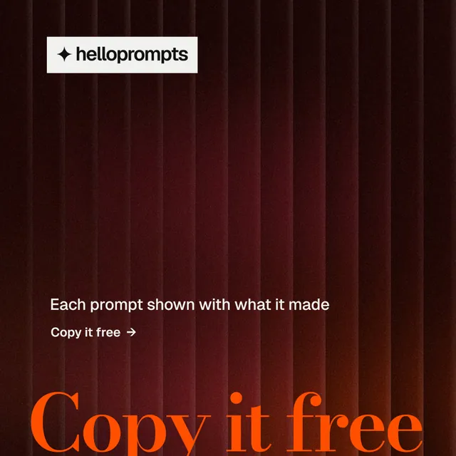 Instagram post for HelloPrompts: "The sentence behind the image." Minimal luxury style, oversized layout, dark palette in black, red.
