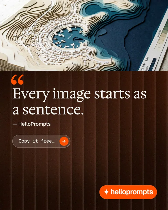 Instagram portrait post for HelloPrompts: "Copy it free." Agentic glass style, quote layout, dark palette in grey, black, orange.