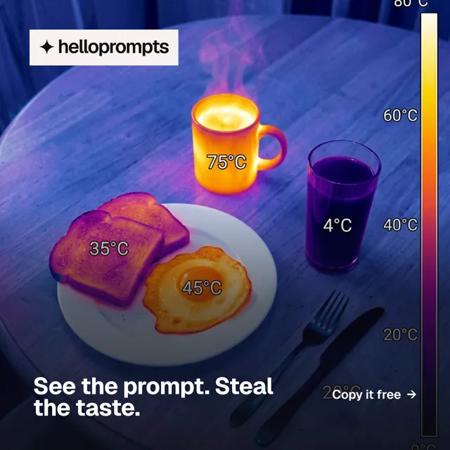 Instagram post for HelloPrompts: "See the prompt. Steal the taste." Split block style, image led layout, dark palette in blue, purple, grey.