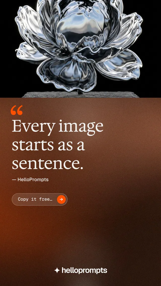 Instagram story for HelloPrompts: "Copy it free." Agentic glass style, quote layout, dark palette in orange, black, grey.