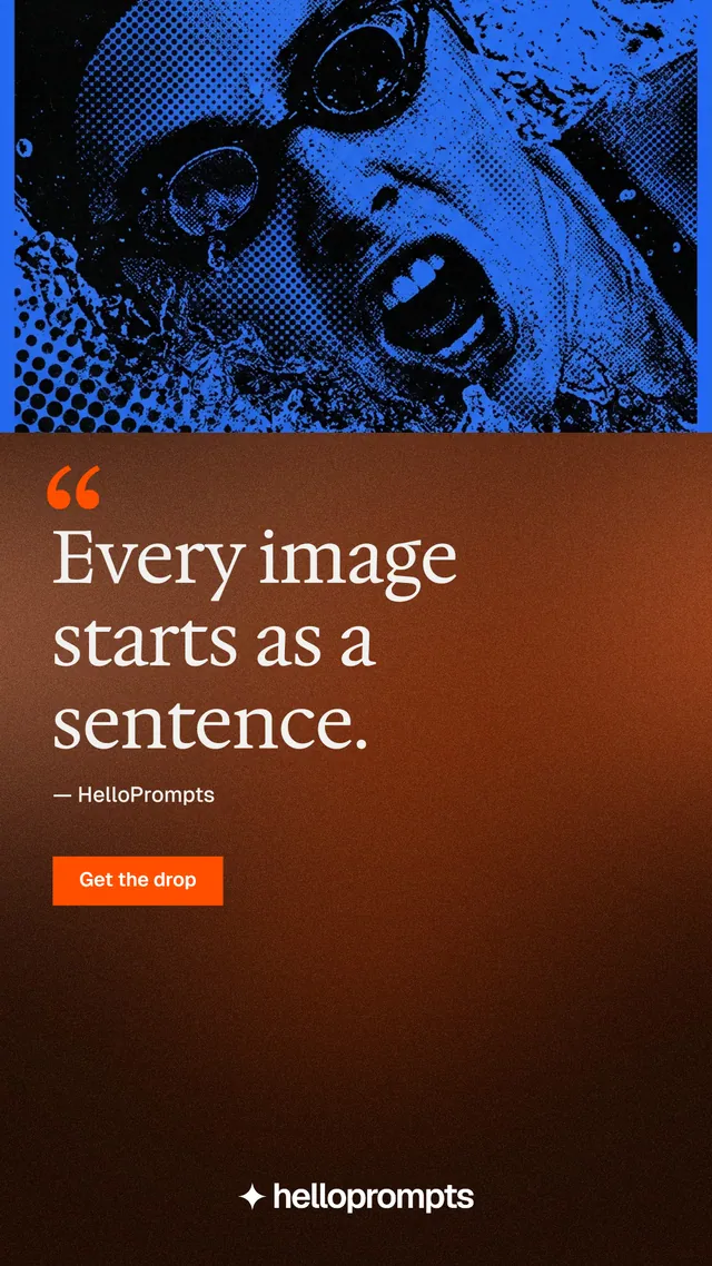 Instagram story for HelloPrompts: "Copy it free." Swiss style, quote layout, dark palette in black, red, orange.