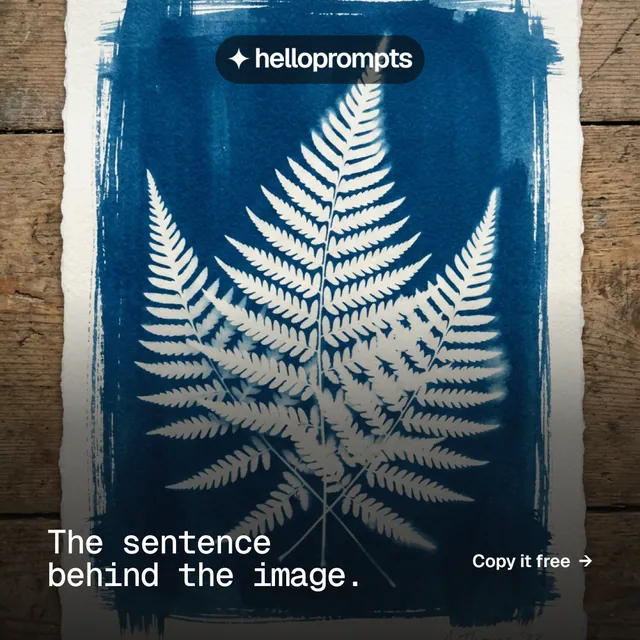 Instagram post for HelloPrompts: "The sentence behind the image." Swiss style, image led layout, dark palette in grey, black, blue.