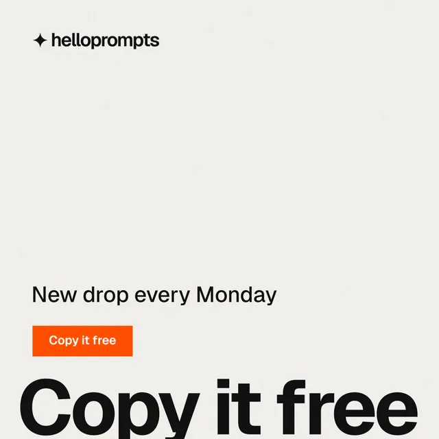 Instagram post for HelloPrompts: "Say it like an art director." Swiss style, oversized layout, light palette in white, grey.