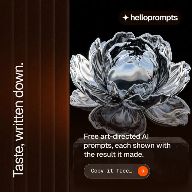 Instagram post for HelloPrompts: "Taste, written down." Agentic glass style, vertical layout, dark palette in black, orange, grey.