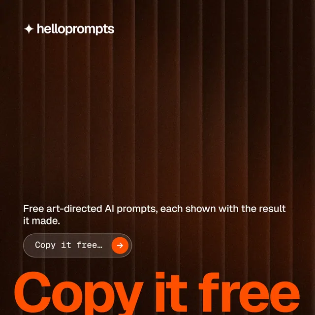 Instagram post for HelloPrompts: "Say it like an art director." Agentic glass style, oversized layout, dark palette in black, orange.