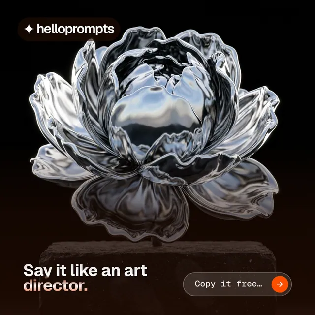 Instagram post for HelloPrompts: "Say it like an art director." Agentic glass style, image led layout, dark palette in black, grey.